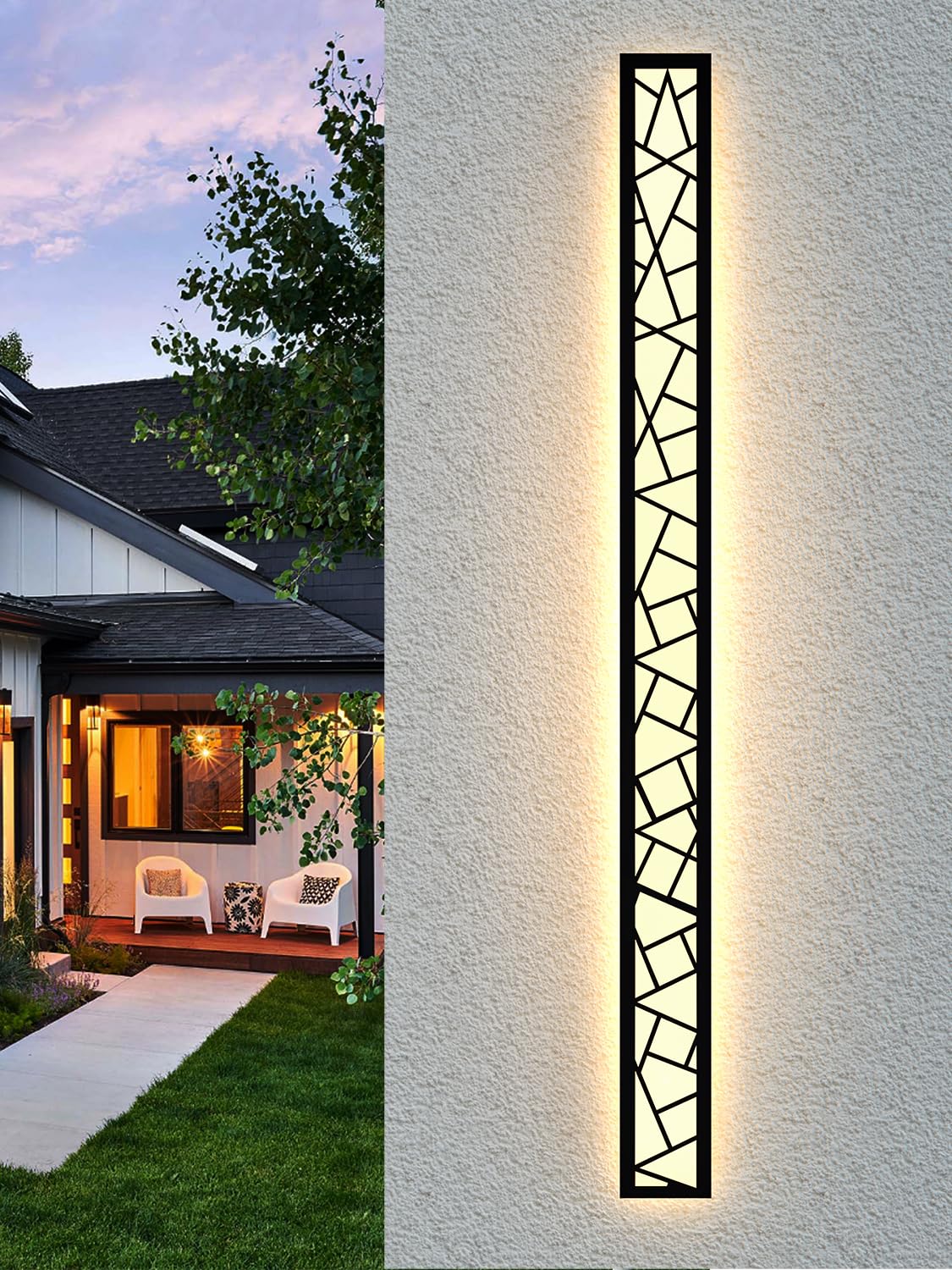 LED Long Wall Light Ip67 Waterproof Wall Lamp Led Long Wall Lamp Villa Indoor Outdoor Wall Lights Anthracite Long Wall Lights Outdoor Garden Wall Lights Garage Terrace-150CM,Warm Light