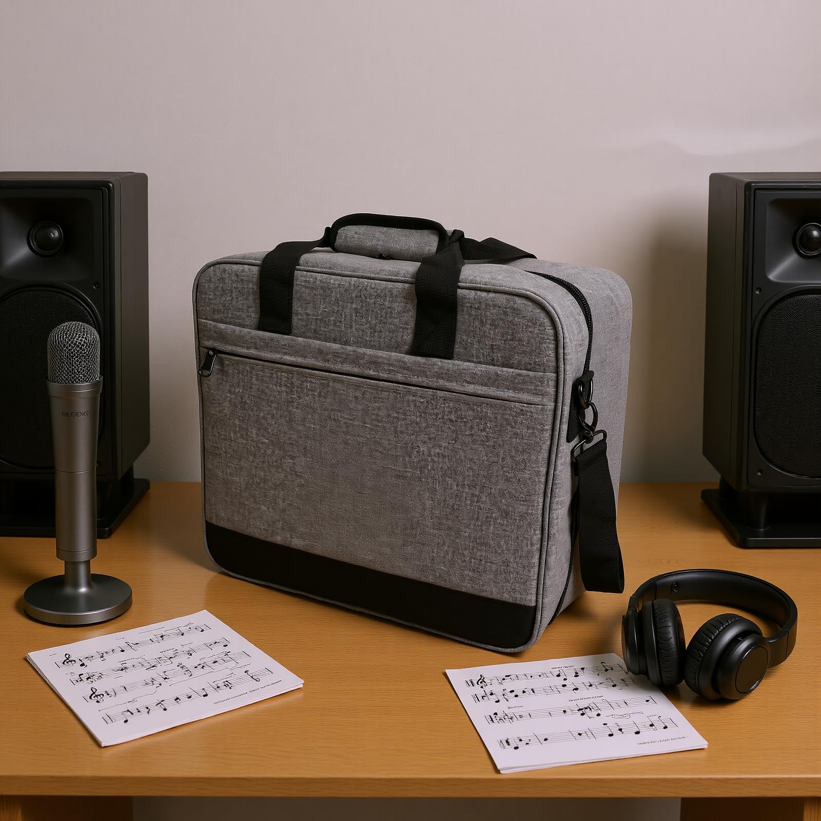 Rengue Custodia per Mixer, Materiale in Tela, Borsa per Mixer DJ Portatile con Tasche Multiple e Tracolla Regolabile per DJ e Appassionati di Musica