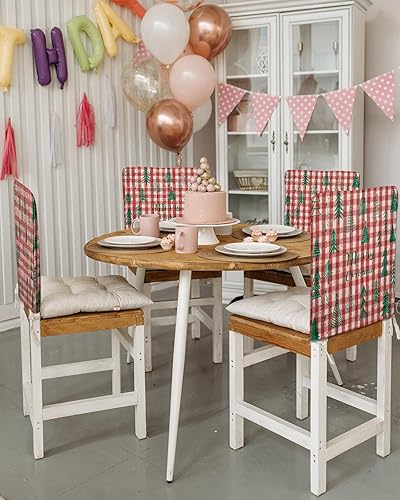 Miniatura 3 de Paquete de 4 fundas elásticas para sillas de comedor de Navidad, fundas elásticas para sillas de cocina, comedor, fundas extraíbles para proteger el