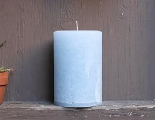 Frosted Rustic Pillar Candles, Unscented,Indoor Use (Ice Blue, 4 x 6)