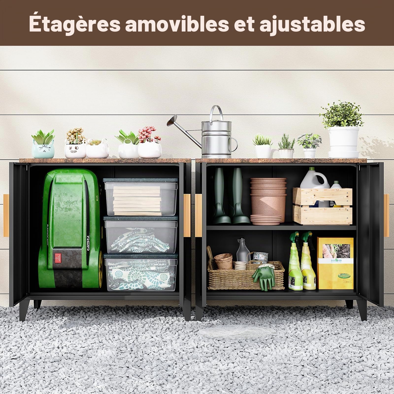 Sightlife Meuble de Rangement, Meuble Salle de Bain,Buffet, Métal, Meuble Cuisine, Cadre en Acier Étagère réglable 40 x 80 x 76 cm Marron Vintage + Noir