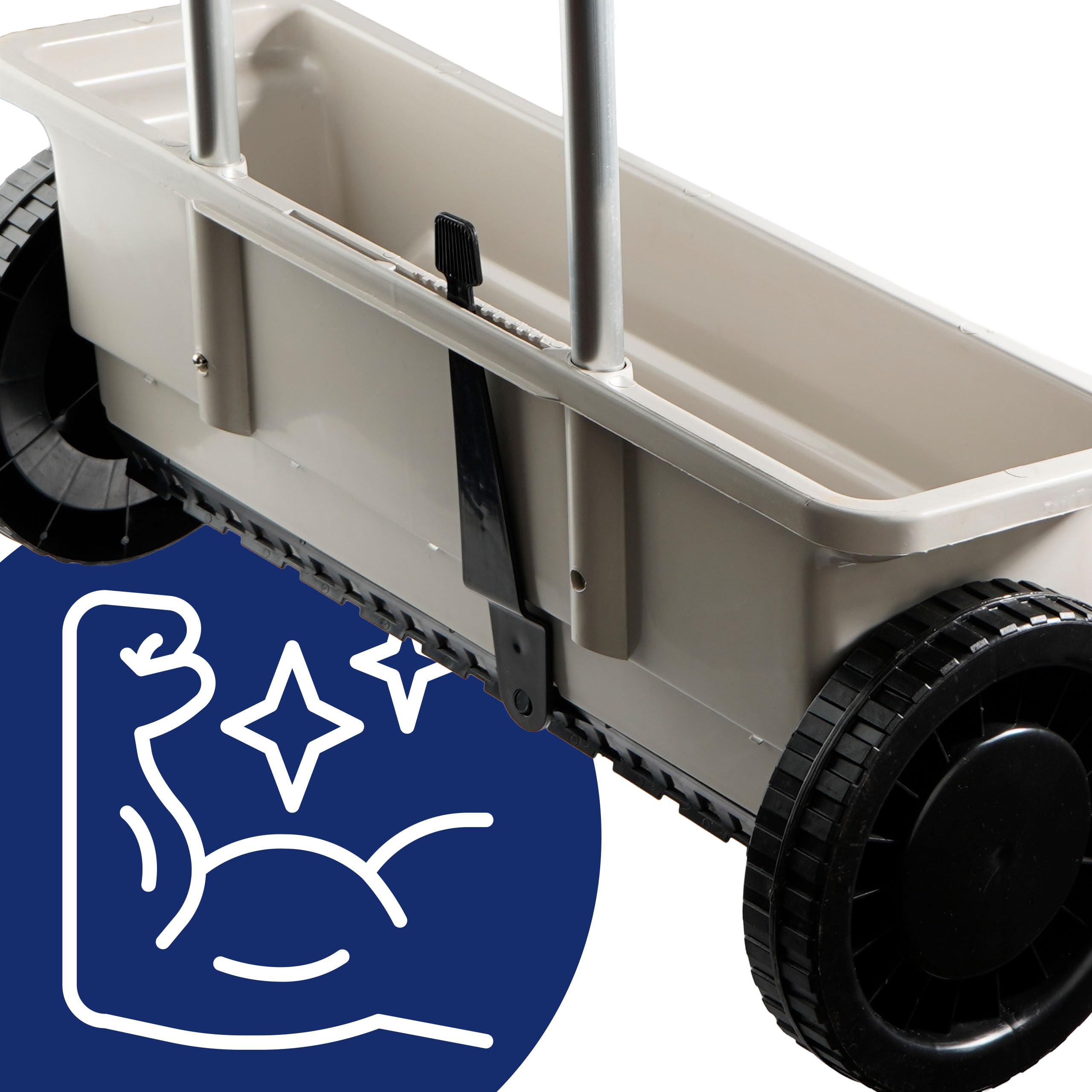 Garden Rasen Sämaschine auf Rädern, Düngewagen streuwagen rasen, Saatgut, Sand, Salz 12L, Streukontrolle, Universal Handstreuer bis zu 5kg Belastungt