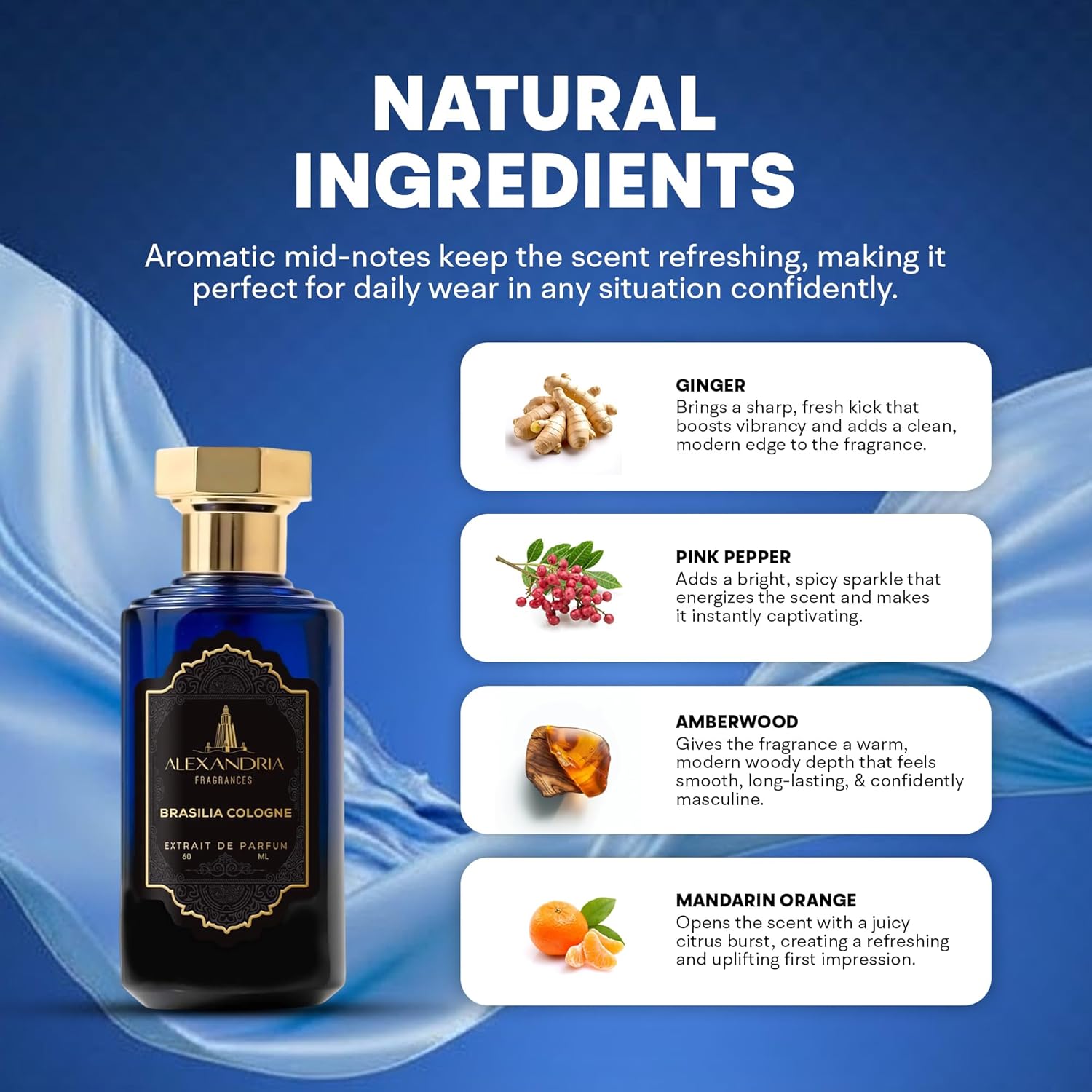 Alexandria Fragrances Brasilia Cologne Perfume - Premium Unisex Eau de Parfum with Oranges & Birch Tar Notes - Luxury Fragrance with Ginger, Pink Pepper - Men Cologne for Every Occasion - 60ml