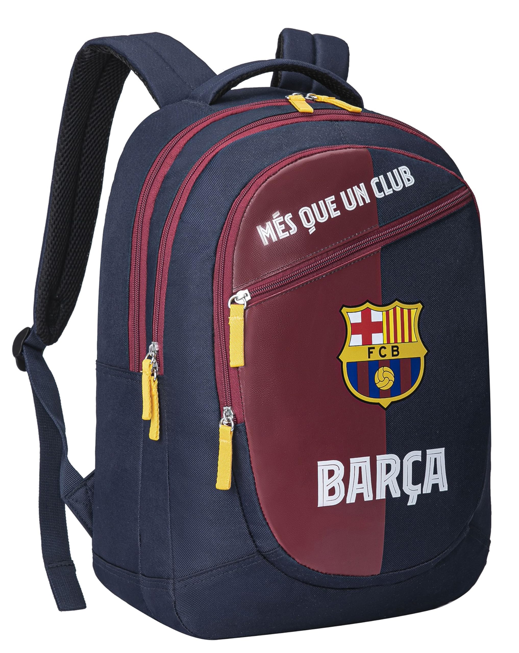Barça - Mochila escolar con 3 compartimentos, colección oficial FC Barcelona