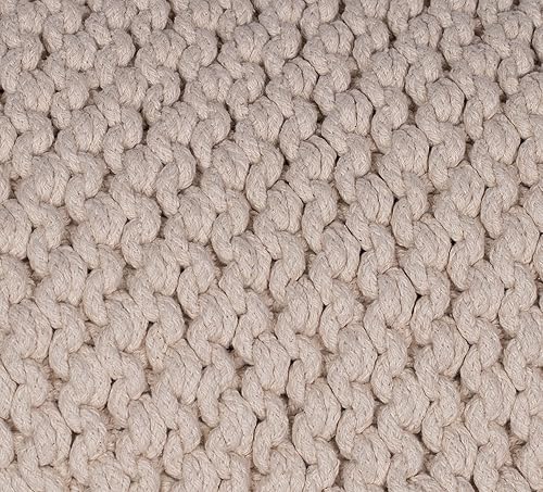 Miniatura 57 de BIRDROCK HOME Puf otomano redondo | Taburete redondo trenzado de algodón | Dormitorio y sala de estar Poof | Otomana bohemia verde salvia | Puf