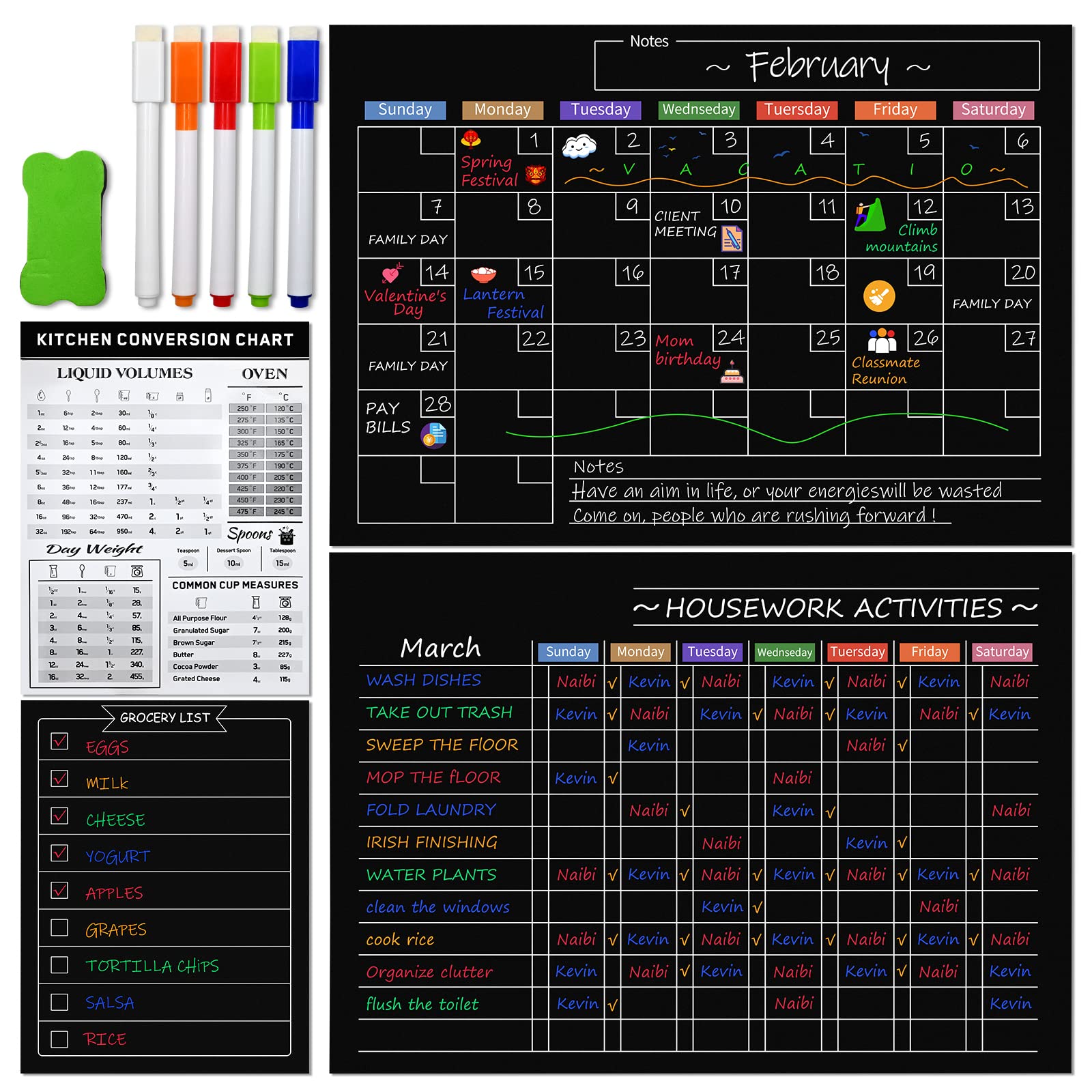Buy Dry Erase for Fridge 4 Pack, 2022 Family Monthly Weekly Daily Planner Memo
