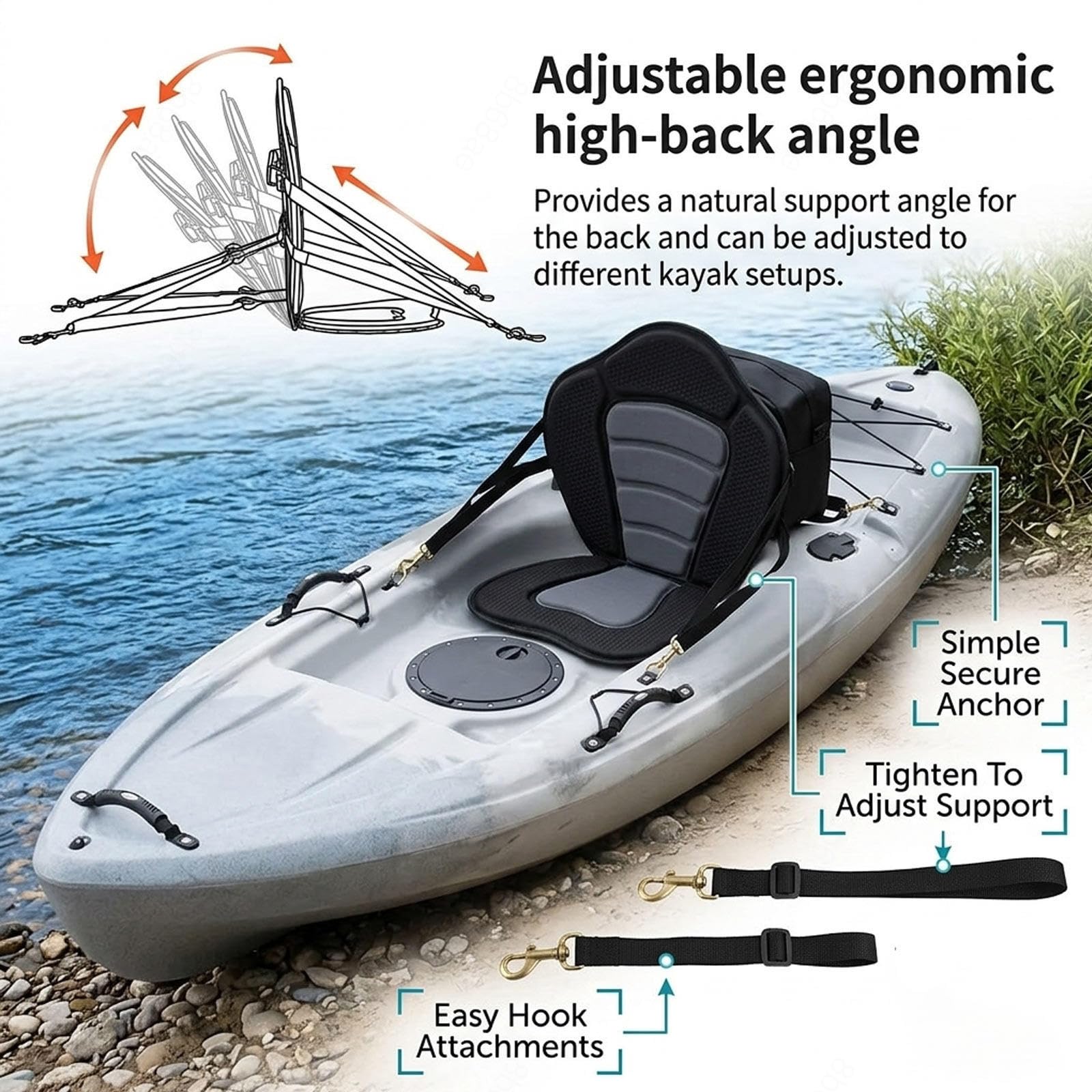 Sup Sitz Nachrüsten, Verstellbare Riemen Sub Sitz Mit Rückenlehne, Einfach Zu Montieren Canoe Seats with Back Support Komfort Für Lange Strecken