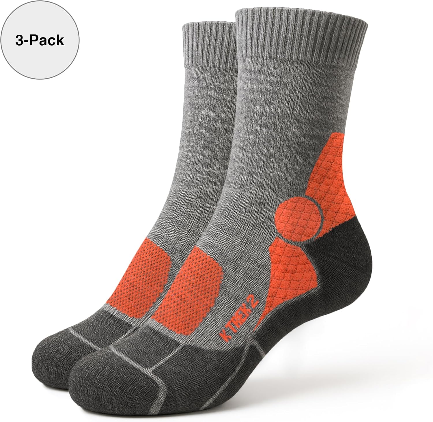 Kaiera - Trek Mid – 3-Pack Technical Merino Wool Hiking Socks, 4-Season Comfort, Reinforced and Made in Italy