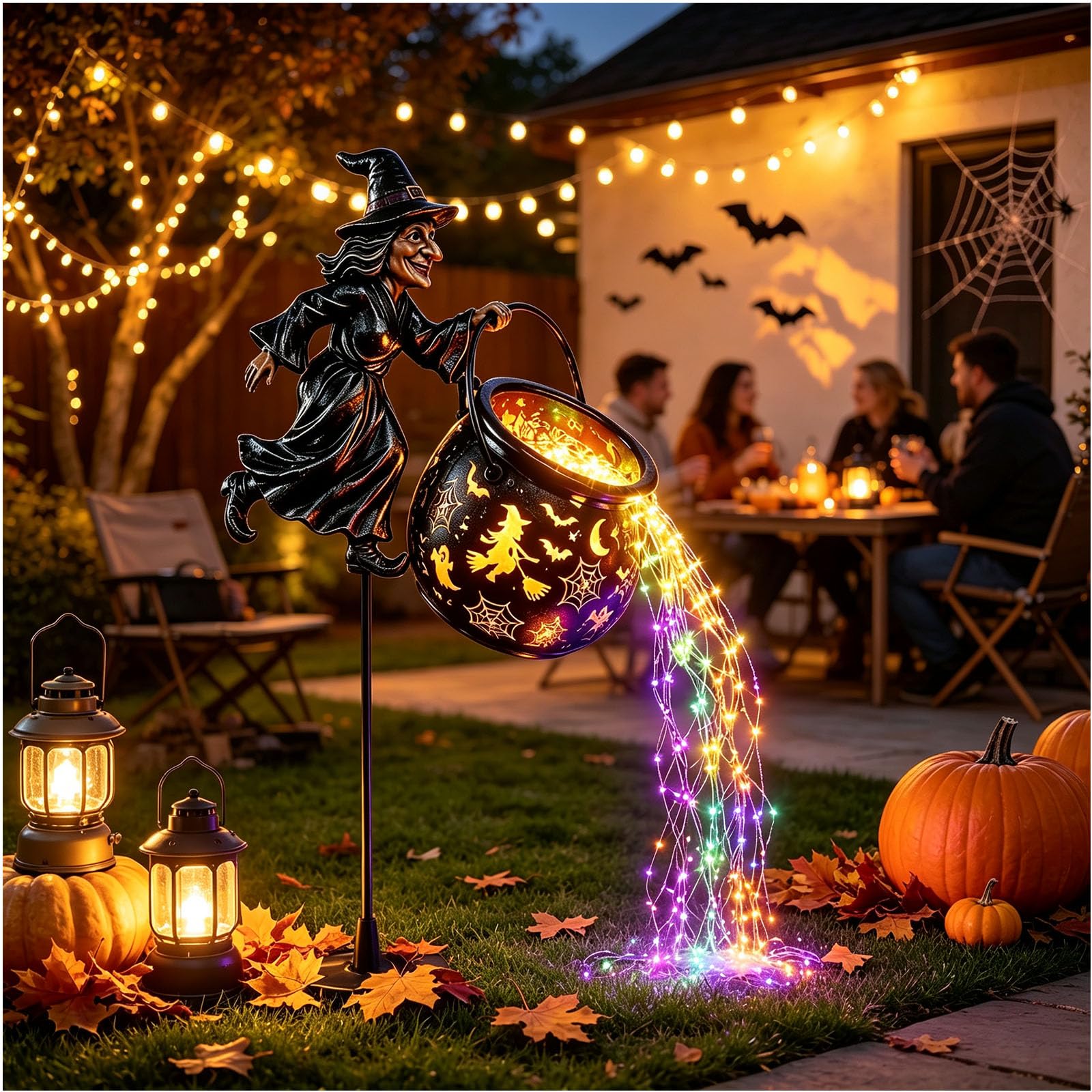 zoocco Halloween Witch Cauldron Garden Light