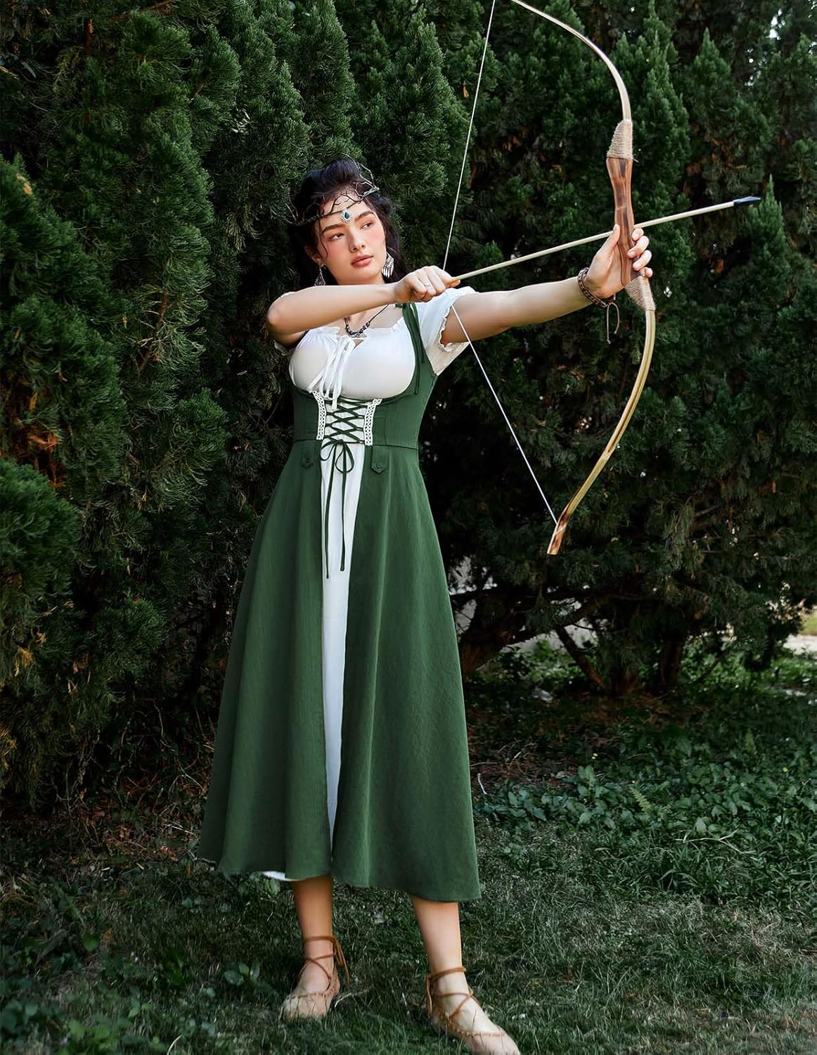 Scarlet Darkness Women Renaissance Dress Underbust Medieval Pirate Peasant Overdress - Image 3