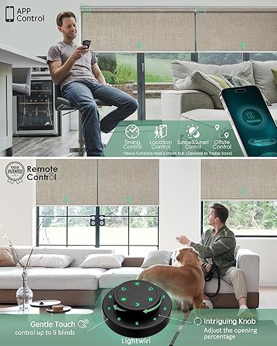 Miniatura 118 de Yoolax Persianas motorizadas con control remoto, persianas inteligentes opacas para ventanas, persianas enrollables motorizadas, persianas Tela