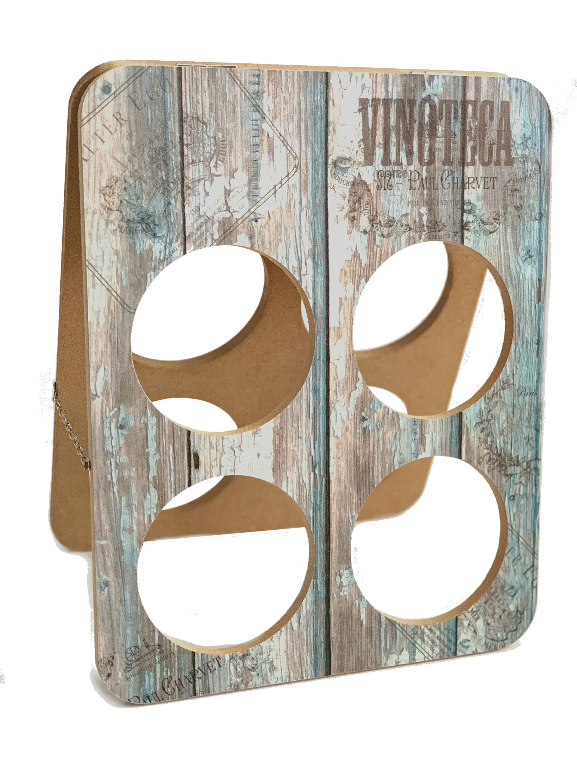 Vinoteca - Botellero para encimera de vino, pequeño, 4 botellas, soporte para almacenamiento de vino, mesa plegable para vino Oenophilia - La mejor idea de regalo para vinos, recuerdos, regalo