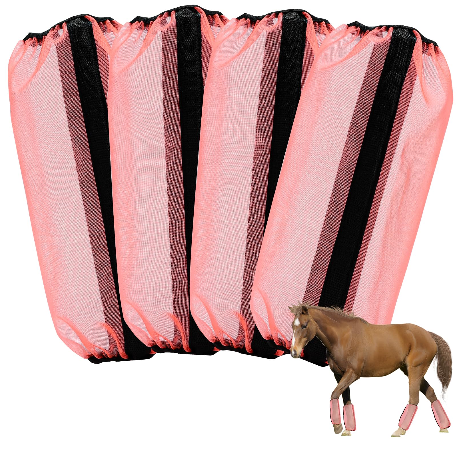 Qinyurj Mesh Fly Boots Horse Fly Boots Mesh Fly Wraps Leg Guard for Horse Set of 4