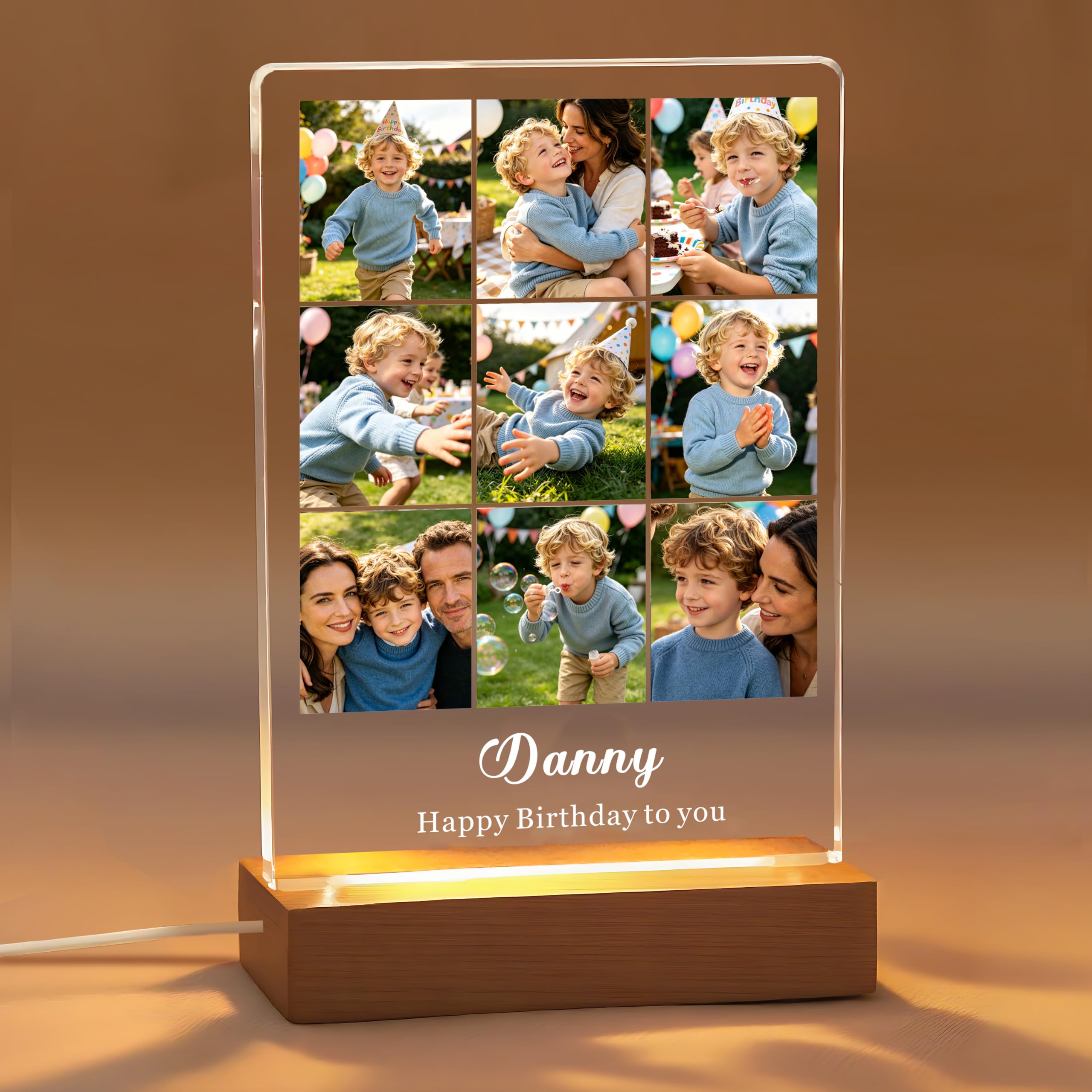 EDSG Personalised Photo Frame, Birthday Photo Gifts for Women Men Her Him, Night Light Plaque Picture Frame Birthday Gifts for Friend Best Friend Girlfriend Doughter Mum Dad (Design 2)