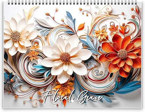 Calendario de pared 2026 con gracia floral - Elegante floración con vacaciones (clásico de plegado medio, grande de 11 x 17 pulgadas)