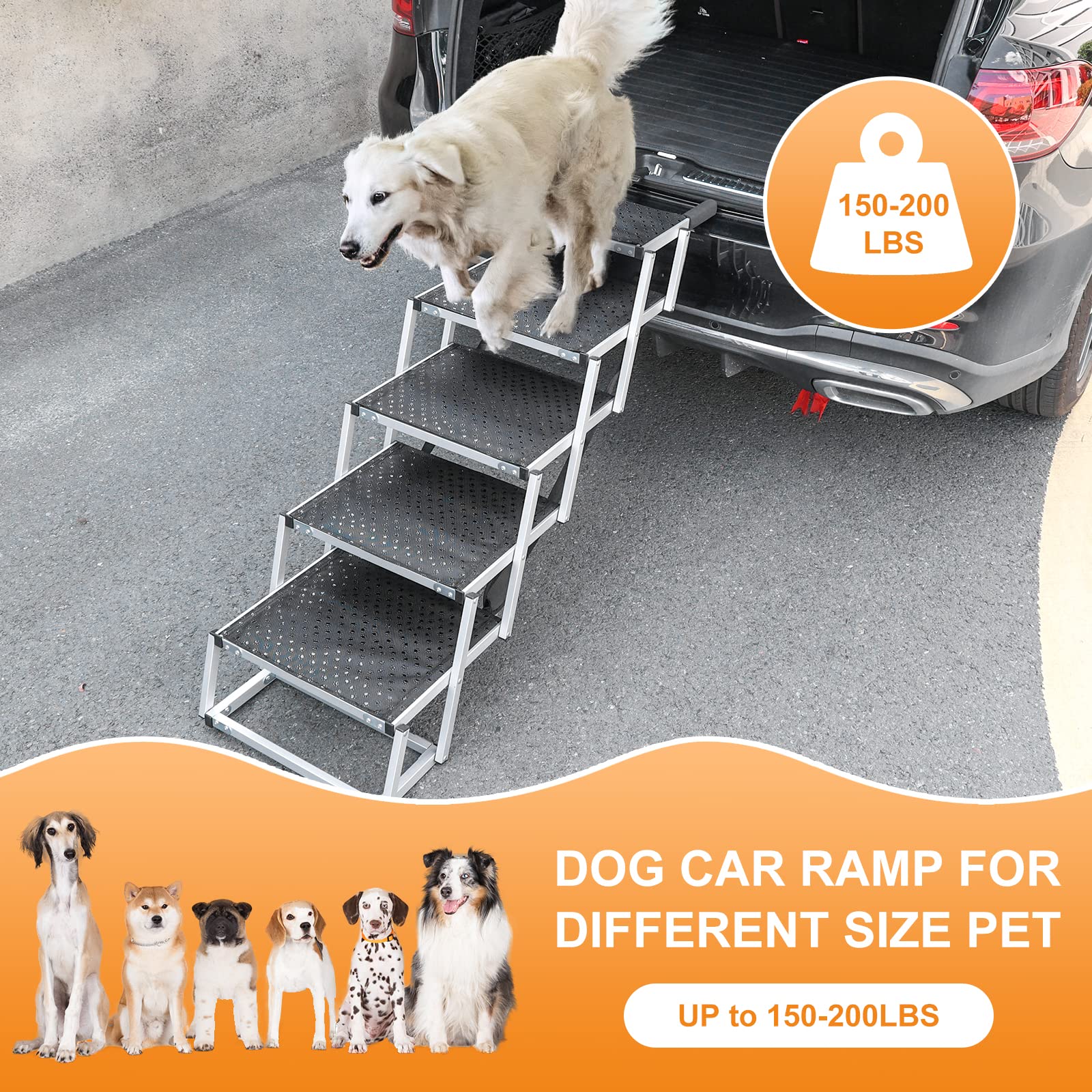 3 Tiers Dog Ramp And Stairs For Beds Or Couches - Non-Slip Sturdy Pet Steps - For Small Dogs To Get On High Bed