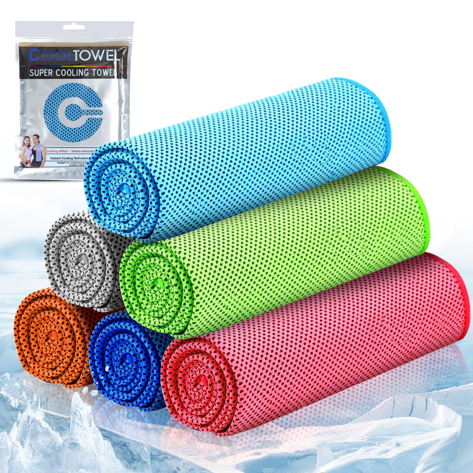 Elehui [6 Pack] Cooling Towel,Ice Sports Towel,Cooling Towels for NeckSoft Breathable Towel for Golf,Gym,Running,Camping,Fitness,Workout & More Activities(35"x12") — image 1