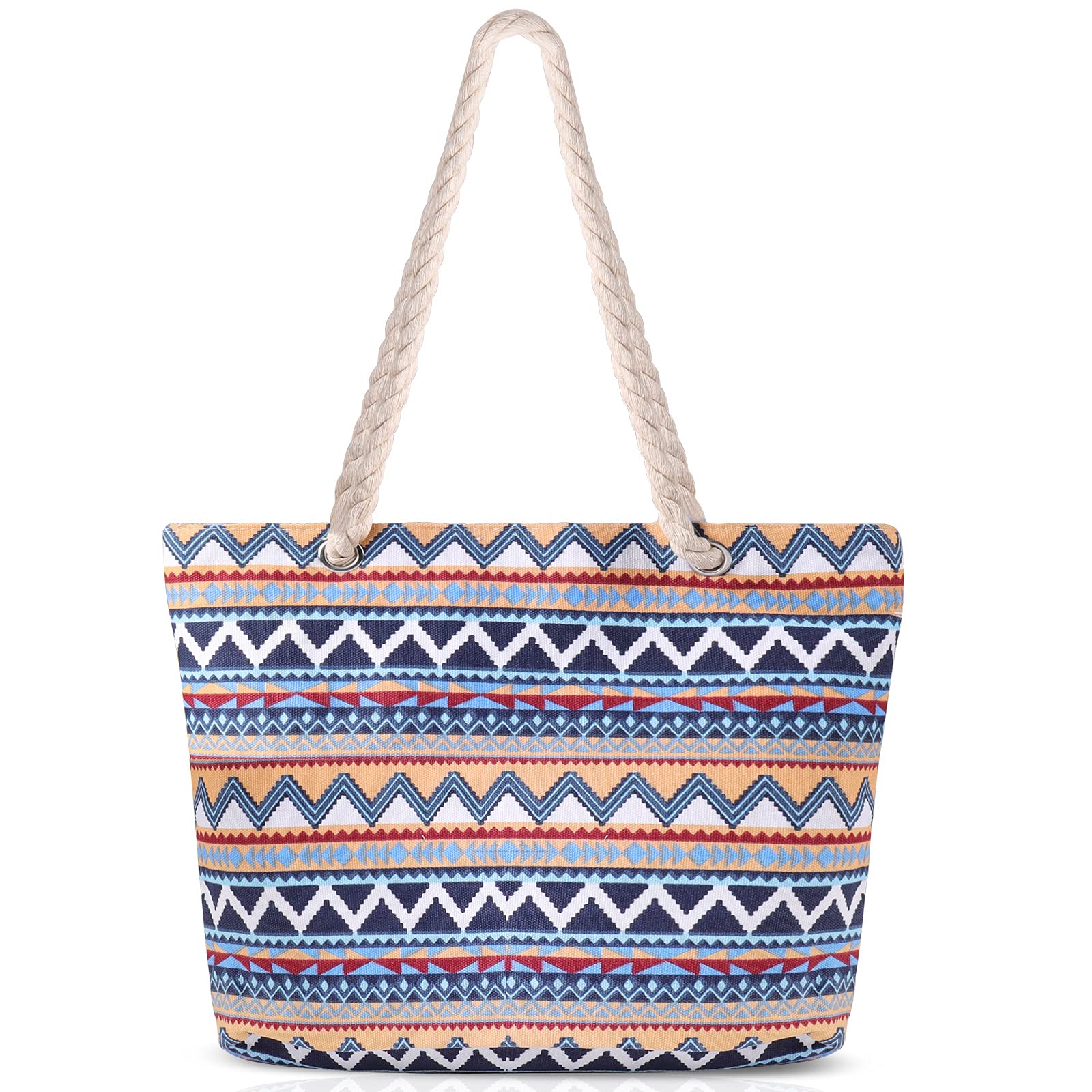 Comius SharpBolsa de Playa para Mujer, Grande Bolso de Mano Compras Bolsa con Cremallera, Totalizador de Lona de Verano, Bolsas de Hombro para Playa/Viajes/Uso Diario (06)