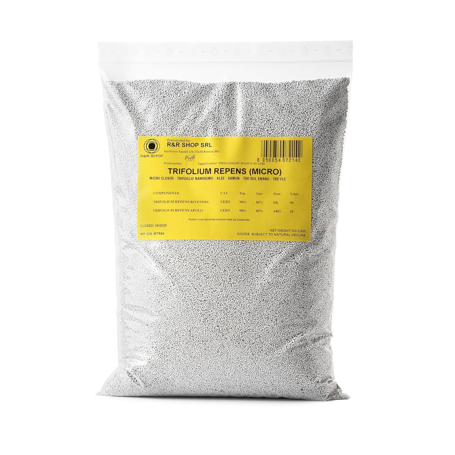 R&R SHOP - Lawn Seeds, Micro Clover Trifolium repens, No Mowing Required, Walkable and Ground Cover (4500g – 500m²)