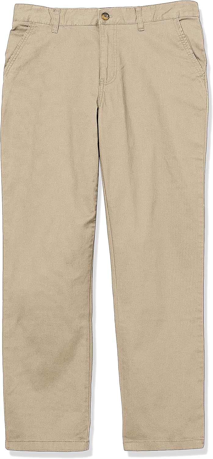 French Toast Men's Stretch Straight Fit Chino Pant Casual, Khaki, 32W x