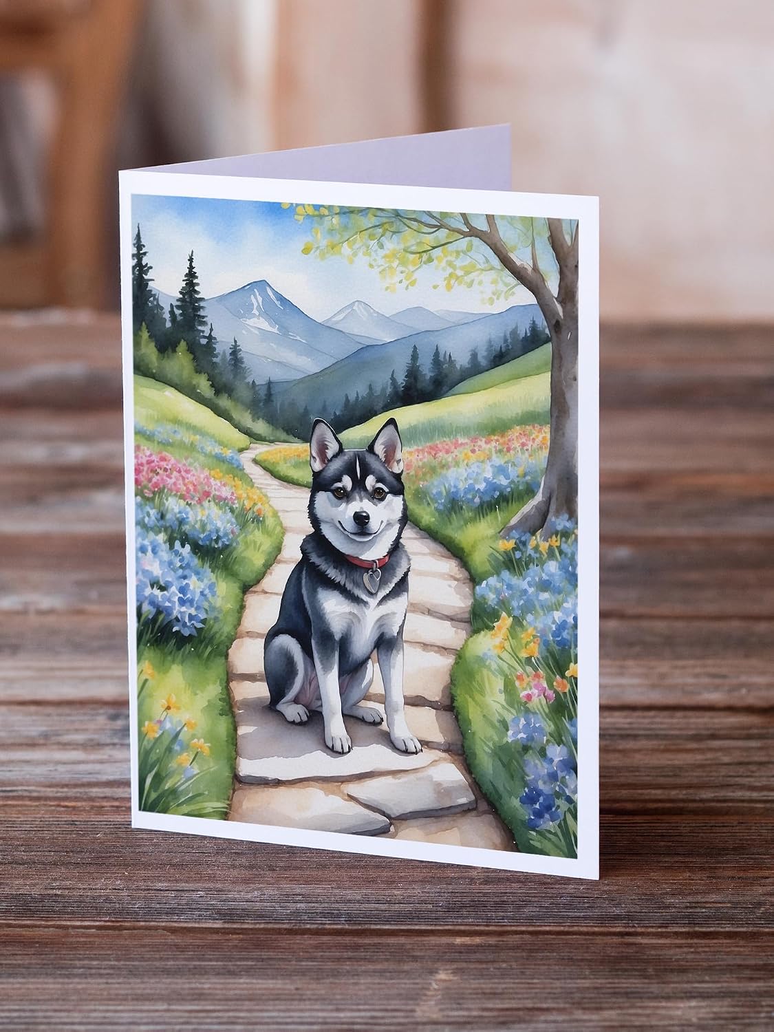 Caroline's Treasures Alaskan Klee Kai Spring Garden Greeting Cards Pack of 8 Blank Cards with Envelopes Whimsical A7 Size 5x7 Blank Note Cards image 2
