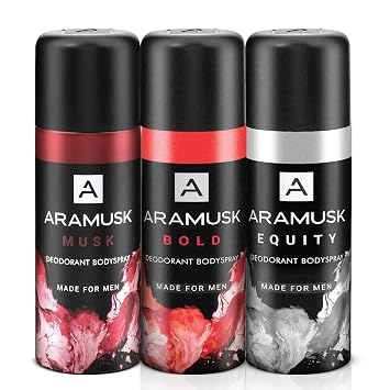 Aramusk Deo for Men - MUSK, BOLD & EQUITY assorted |Long Lasting Masculine Fragrance | Everyday Bodyspray |150mL Pack of 3