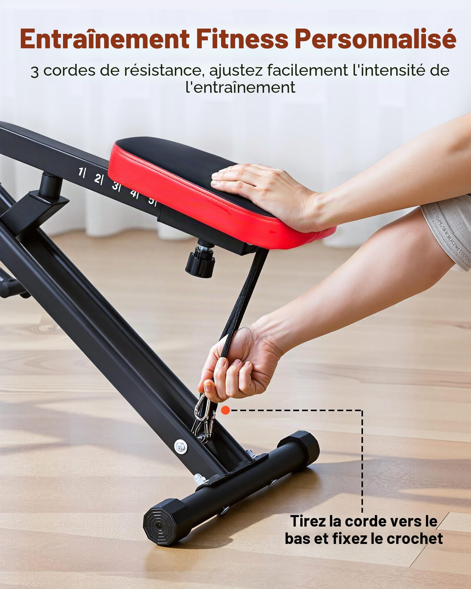 VEVOR Machine à Squats Domestique, Rameur Vertical Pliable pour Squats Profonds, Appareil d'Entraînement des Fessiers et des Jambes, avec 3 Bandes de Résistance, pour Fitness Domicile, Noir