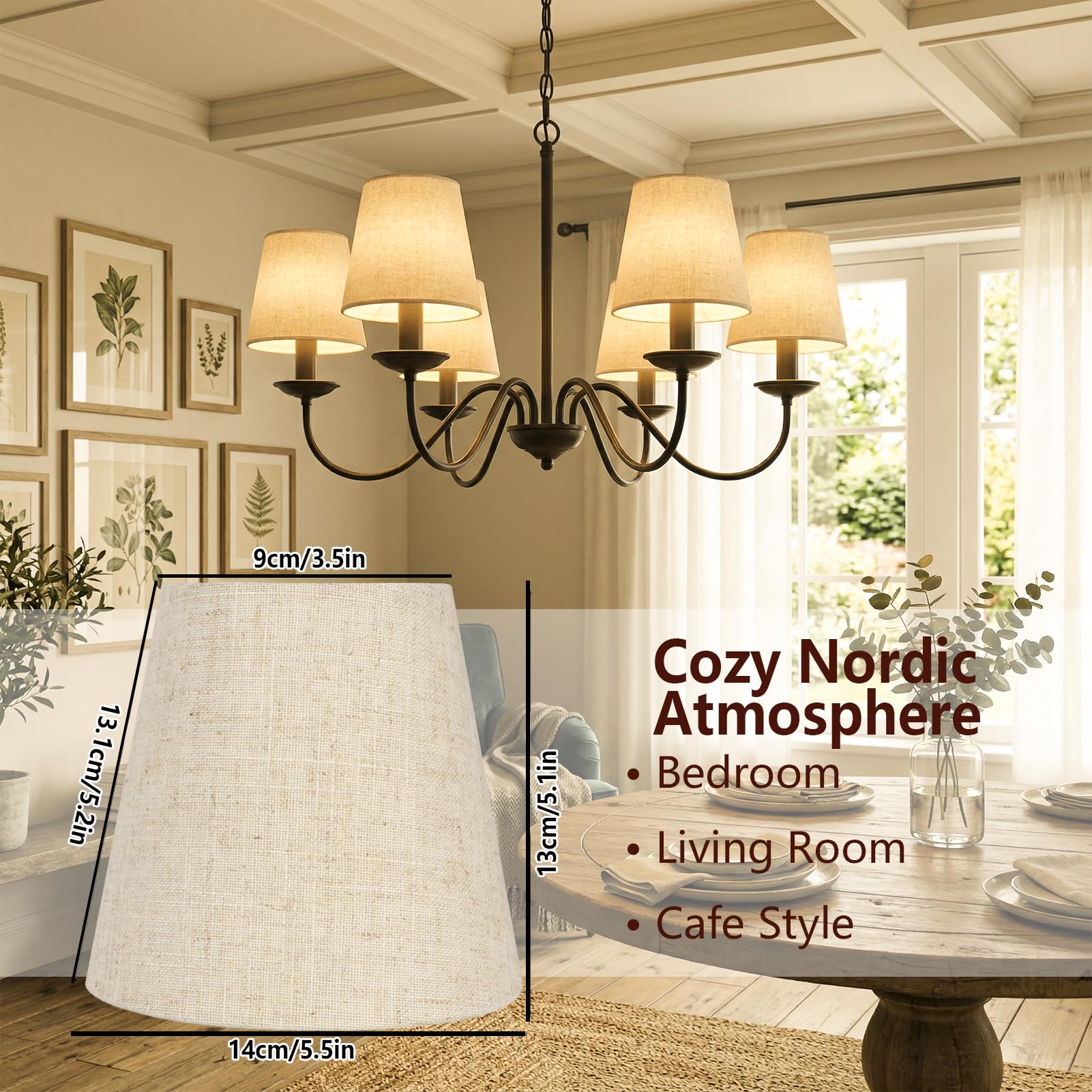 6 Pz Piccoli Paralumi, Lino Candela Lampadari Paralume | Attacco E14 Albicocca Comodino Paralume in tessuto, Accessori per Decorazione domestica