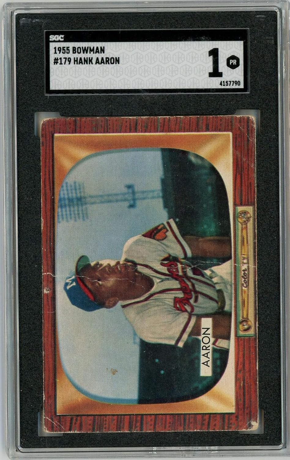 Graded 1955 Bowman Hank Aaron #179 2nd Year First Bowman Baseball Card SGC 1
