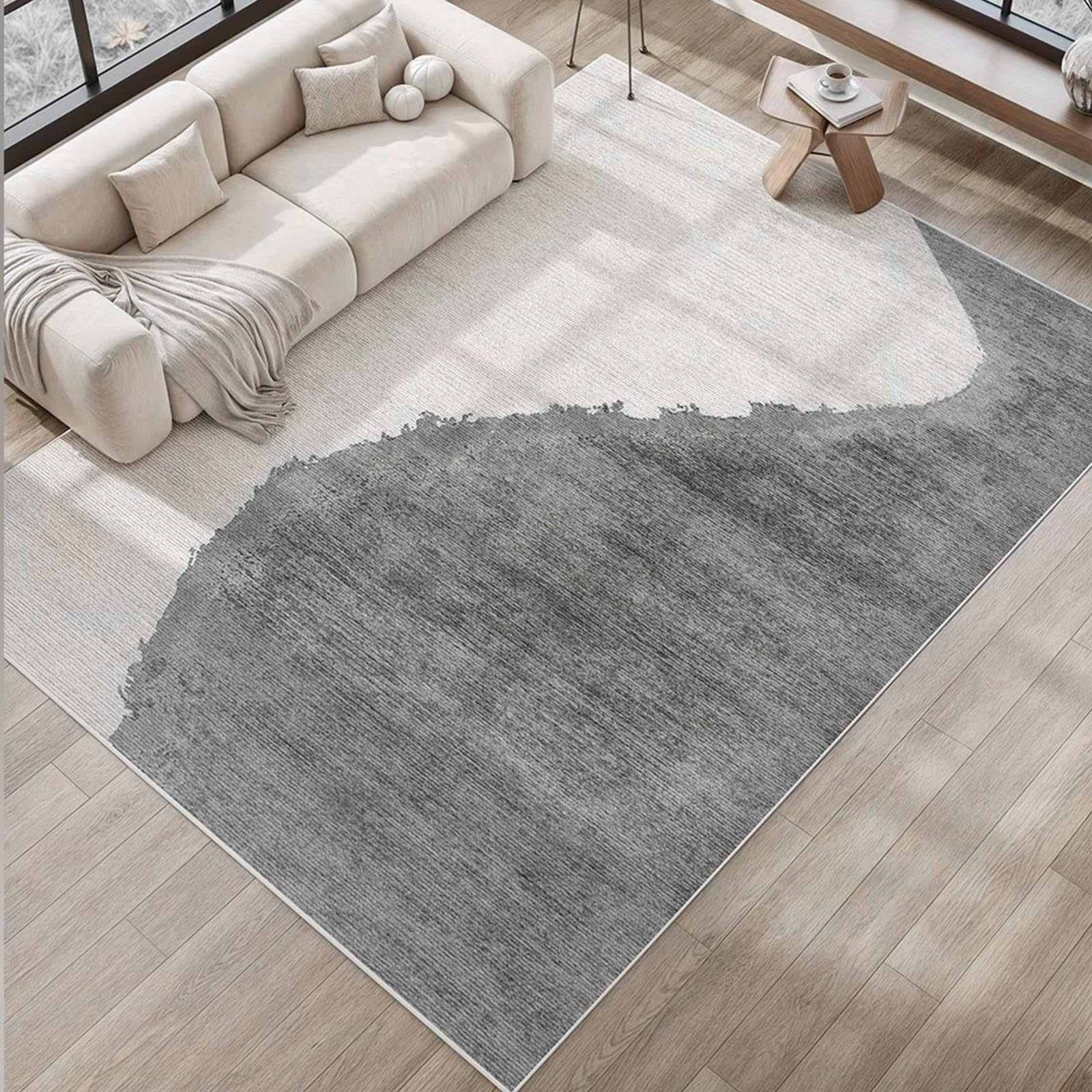 Tapis moderne abstrait gris pour chambre et salon chaleureux 200x280