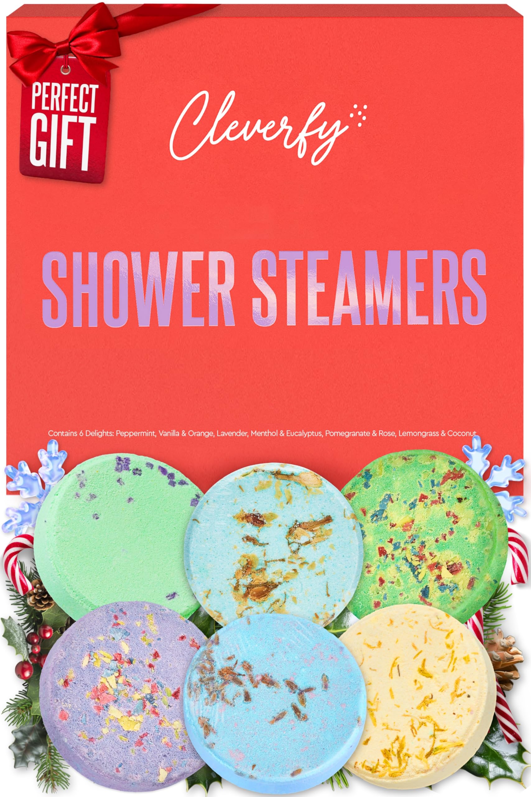 Cleverfy Shower Steamers Aromatherapy – Stocking Stuffers for Teen Girls, Women and Wife – Christmas Gifts for Teens and Women – White Elephant Gifts for Adults – 6 Tablets