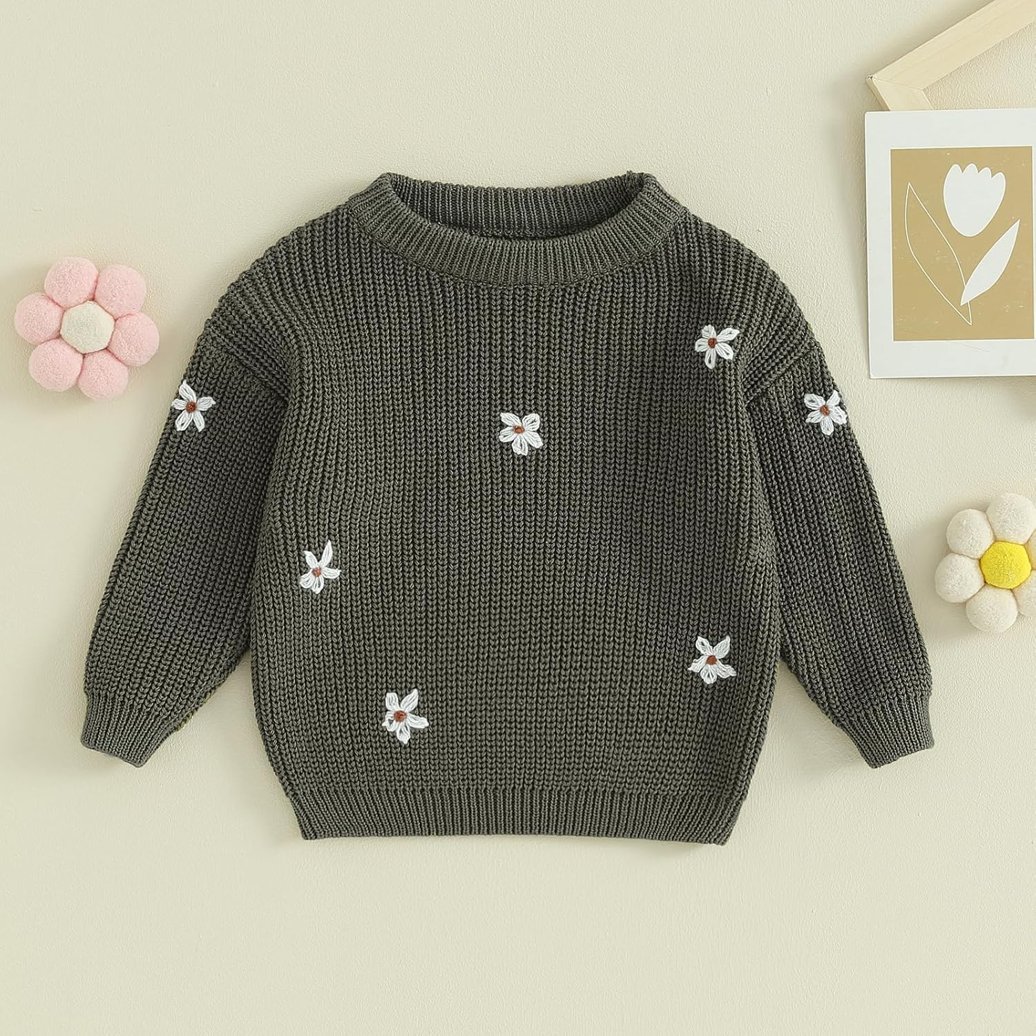 Baby Girl Toddler Knit Sweater Winter Clothes Cute Flower Crewneck Long Sleeve Pullover Newborn Infant Warm Tops - Image 4