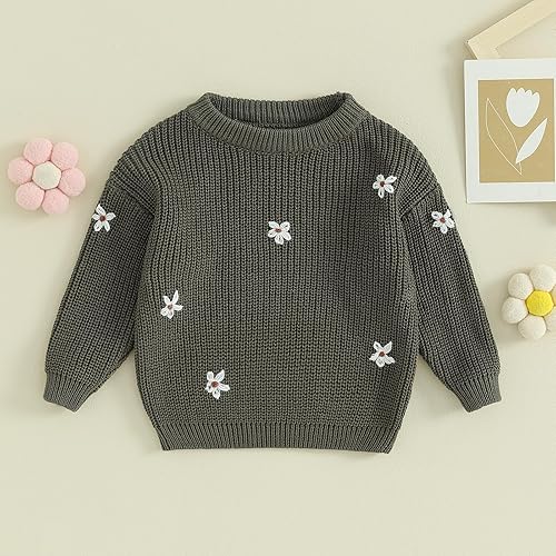 Miniatura 2 de Karwuiio - Suéter de punto para bebé, niña, niño, cuello redondo, manga larga, sudadera para otoño e invierno