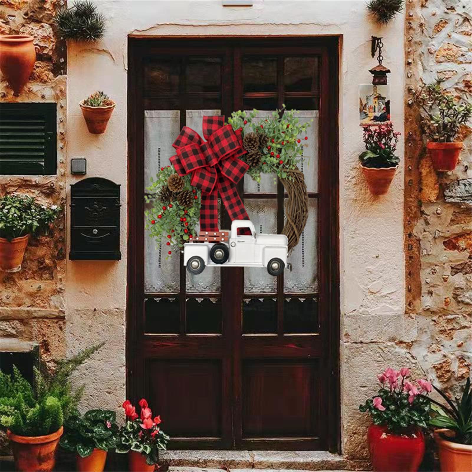 Ghirlanda di ghirlande Natalizie per Porta d'ingresso, ghirlande Artificiali per Porte all'aperto per pareti Finestra Scale Auto Decorazioni per la casa ghirlande Natalizie Decorazioni