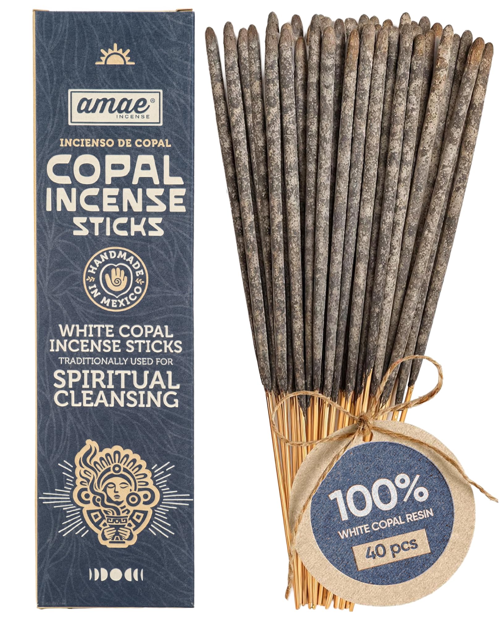 Copal Incense Sticks, 40 Pcs, Handmade White Copal Resin from
