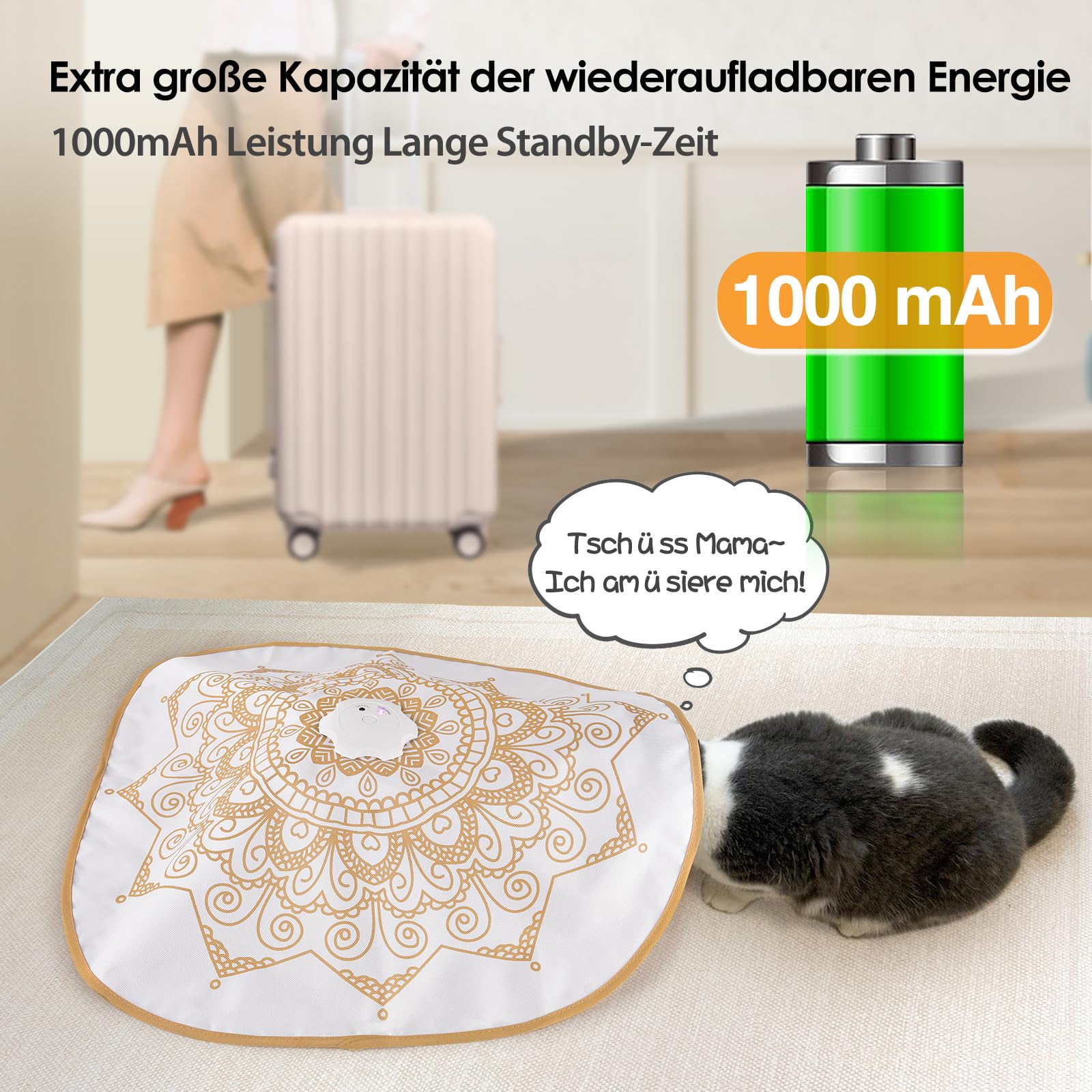 GoldenSun Katzenspielzeug, Aufladbares, Interaktives 4-in-1 Spielzeug für Katzen im Innenbereich, Katzenangel, Schlag auf einen Maulwurf, Übungskatzenspielzeug mit 3 DIY-Ersatzfedern
