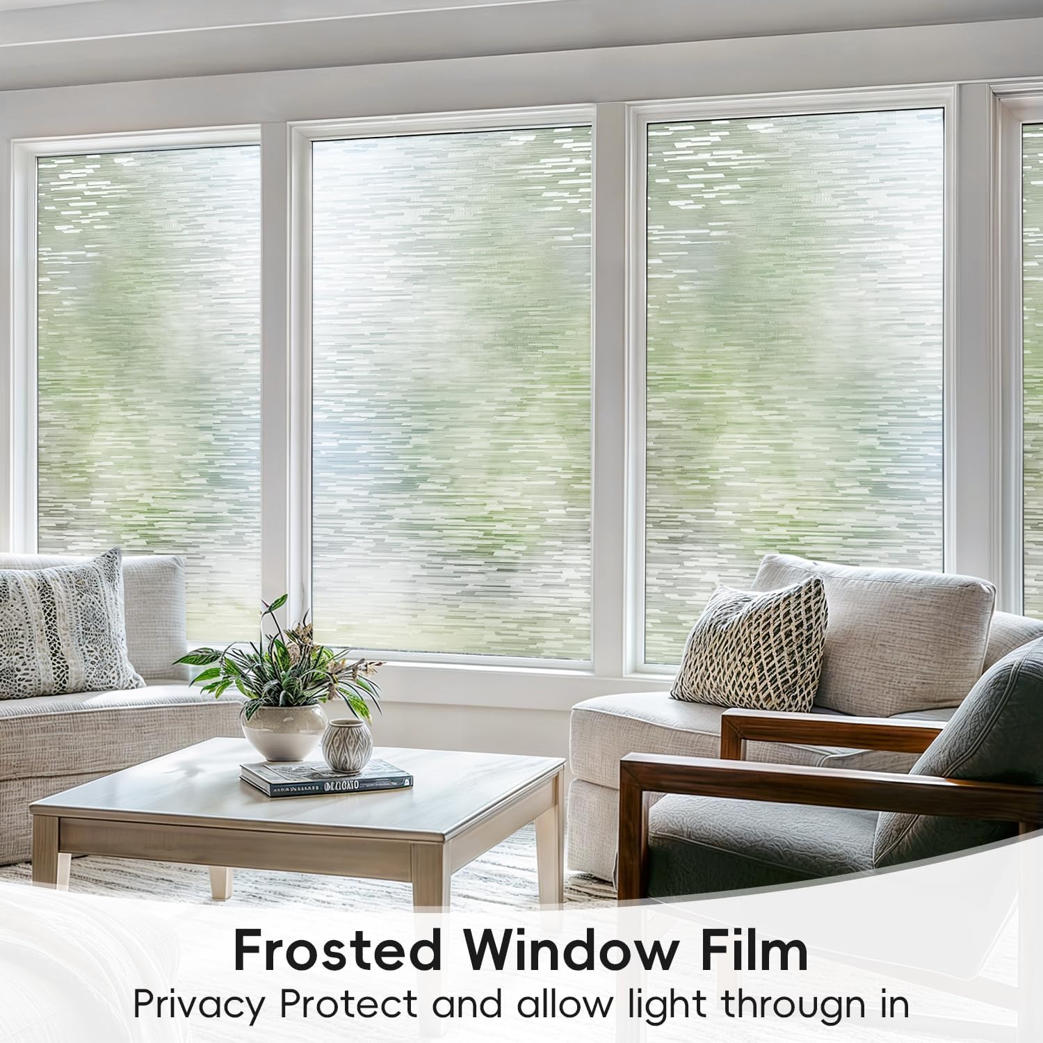 DUOFIRE Film d'intimité pour fenêtre - Film décoratif en verre dépoli avec lignes - Autocollant statique amovible pour fenêtre en verre - Pour la maison et le bureau - 60 x 200 cm