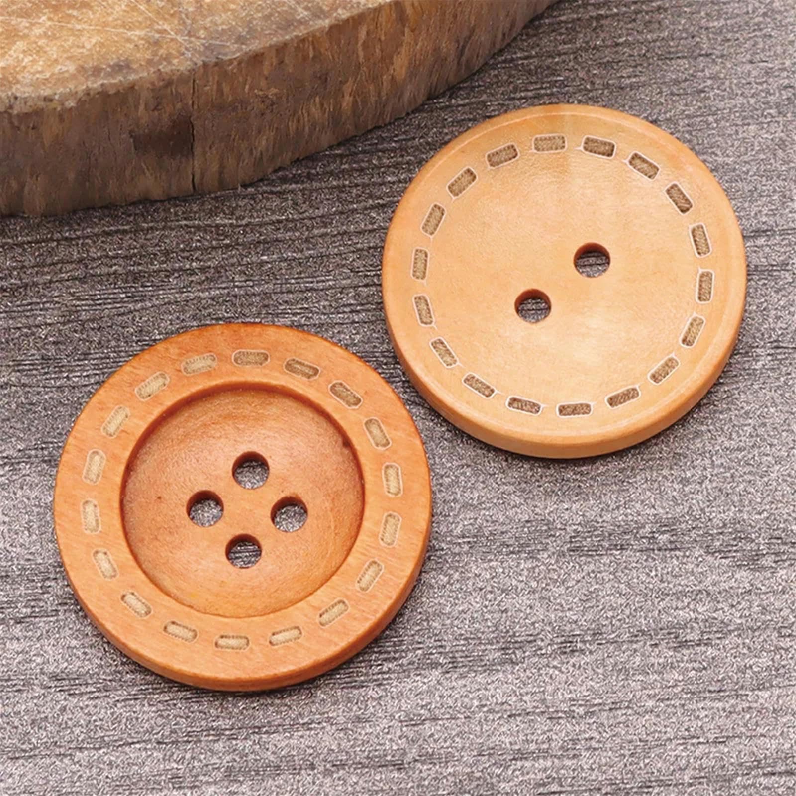 Ubranie Newbuck Guziki 50 szt. Drewniane guziki akcesoria do szycia ręcznie robione materiały odzież marynarka ozdobne guziki-4 otwory C-35mm(White,13mm)
