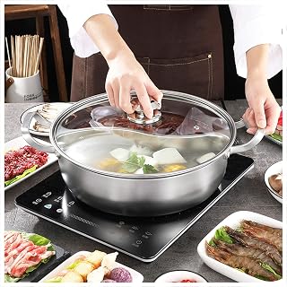 Mandarin Duck Pot Divided 2 Grid 2 Taste Cooking Hot Pot Stainless Steel Soup Stock Pot for All Induction Cookers Gas Stove,28CM,28cm