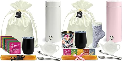 Set de regalo de té blanco y hervidor rosa con calcetines