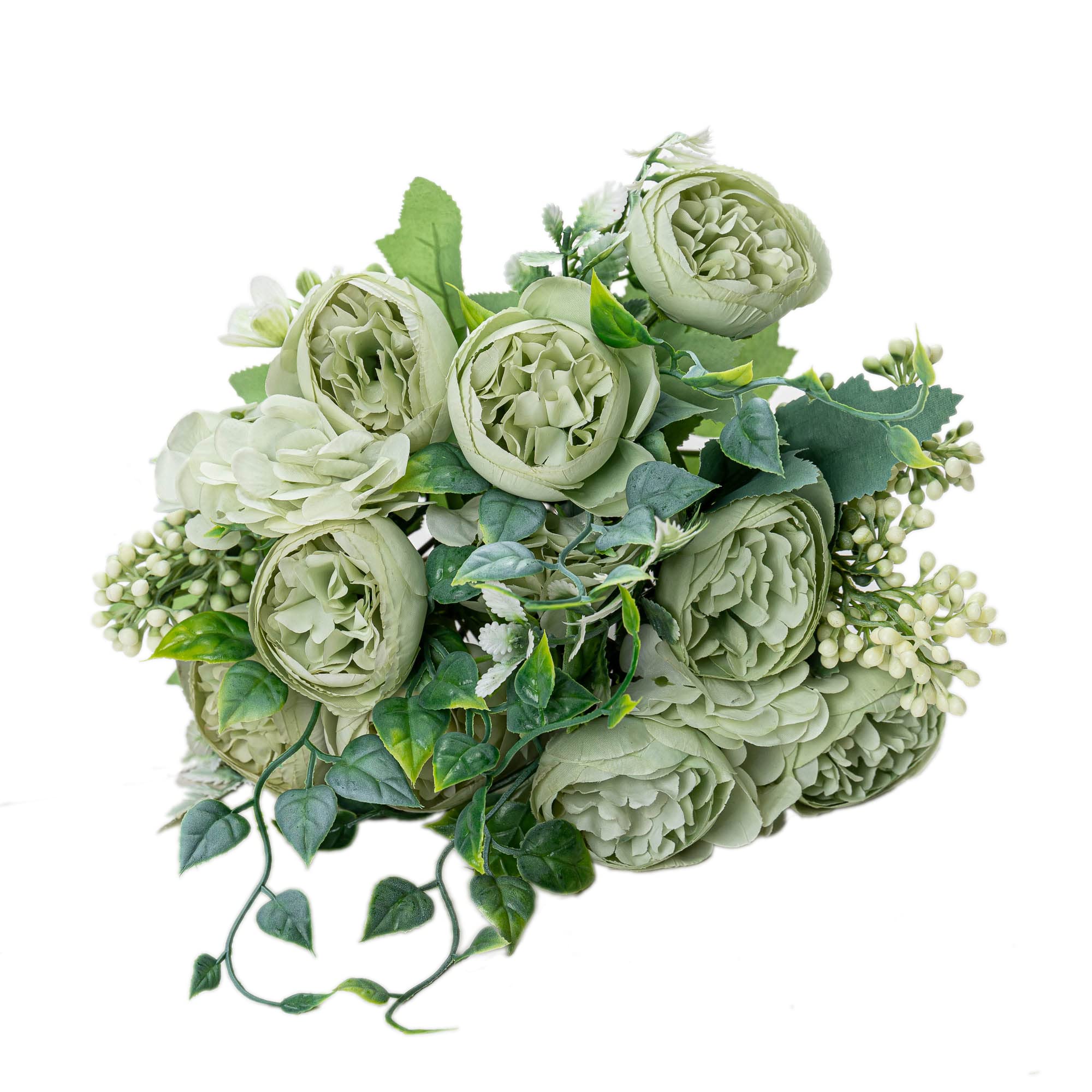 Peonia artificiale lux bianco in tessuto di qualità per decorazioni di
