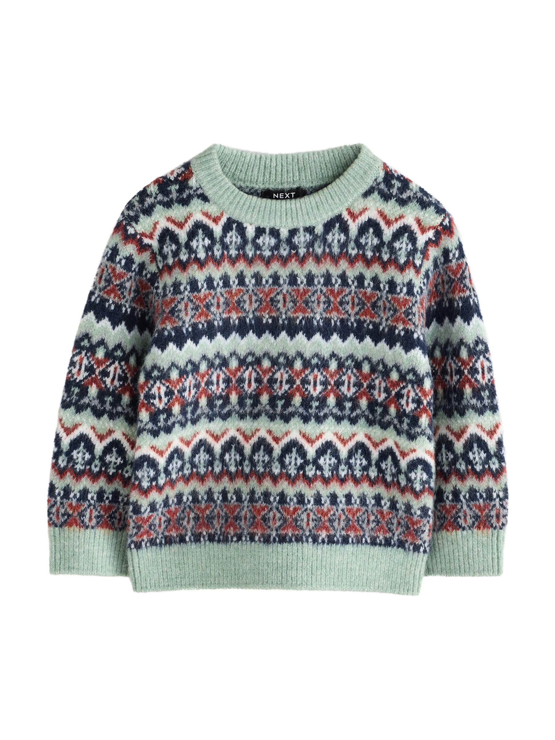 NEXT Garçon Pull Ras du Cou en Maille à Motif Jacquard