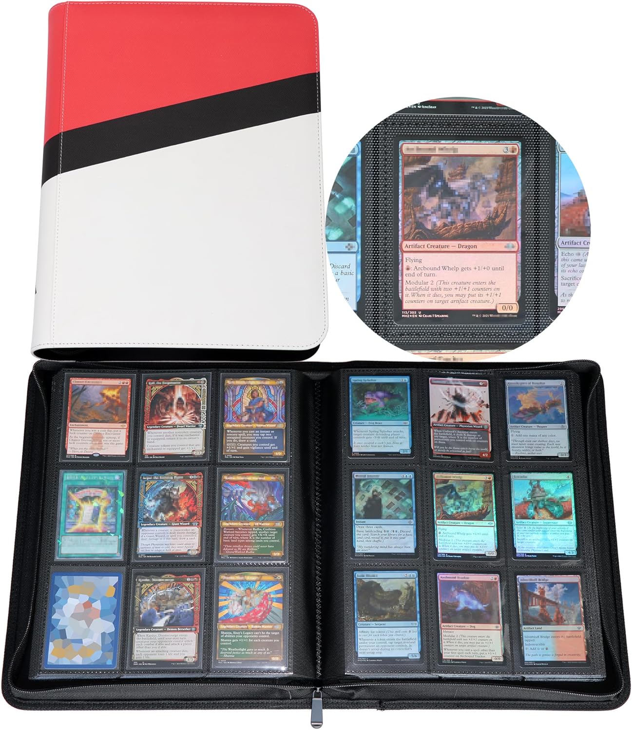 9-Pocket Trading Card Binder, Holds 900 Cards with Sleeves - Card Collector Zipper Album Holder, Gift for Collectors Perfect for Boys & Girls