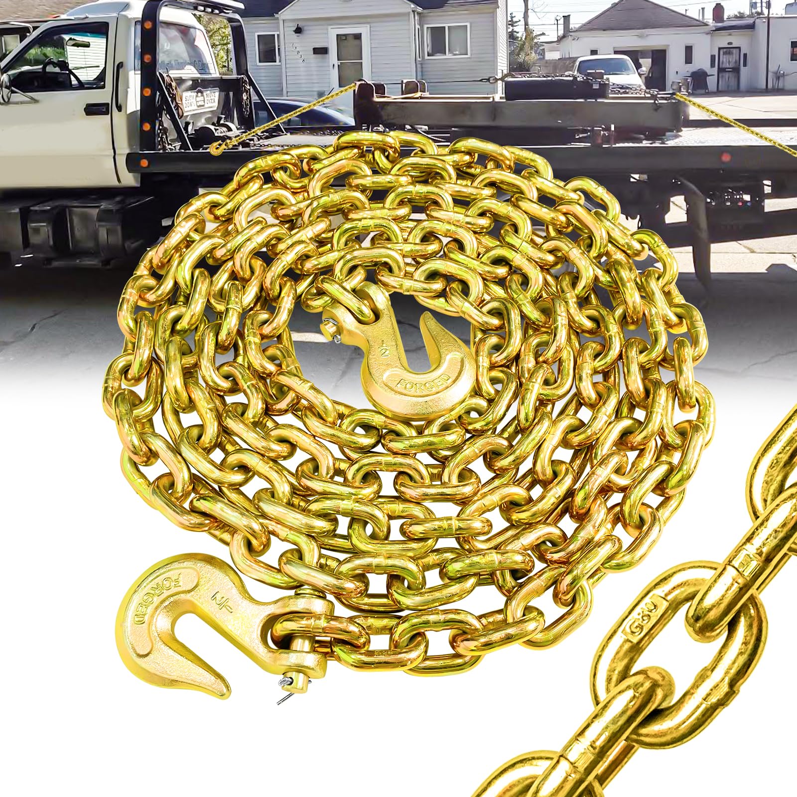 FITHOIST G80 Transport Binder Chain 1/2 Inch x 10 Foot | Tow Chain