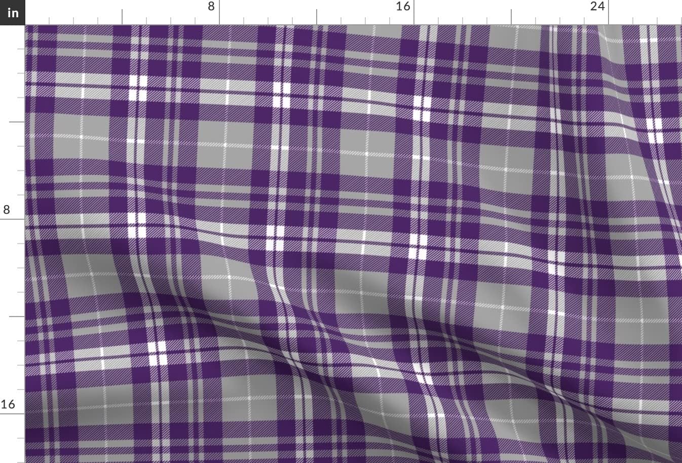 Spoonflower Fabric - Fall Plaid Dark Purple White Grey Coordinate Trendy Girl Printed on Chiffon Fabric by The Yard - Sewing Fashion Apparel Dresses Home Decor