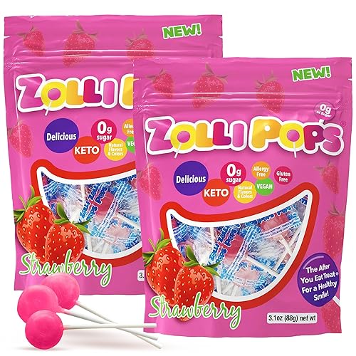 Vista 26 de Zollipops Clean Teeth Pops - Caramelos sin azúcar con xilitol, paletas sin colorantes, aptos para dieta cetogénica y diabética, golosinas aprobadas