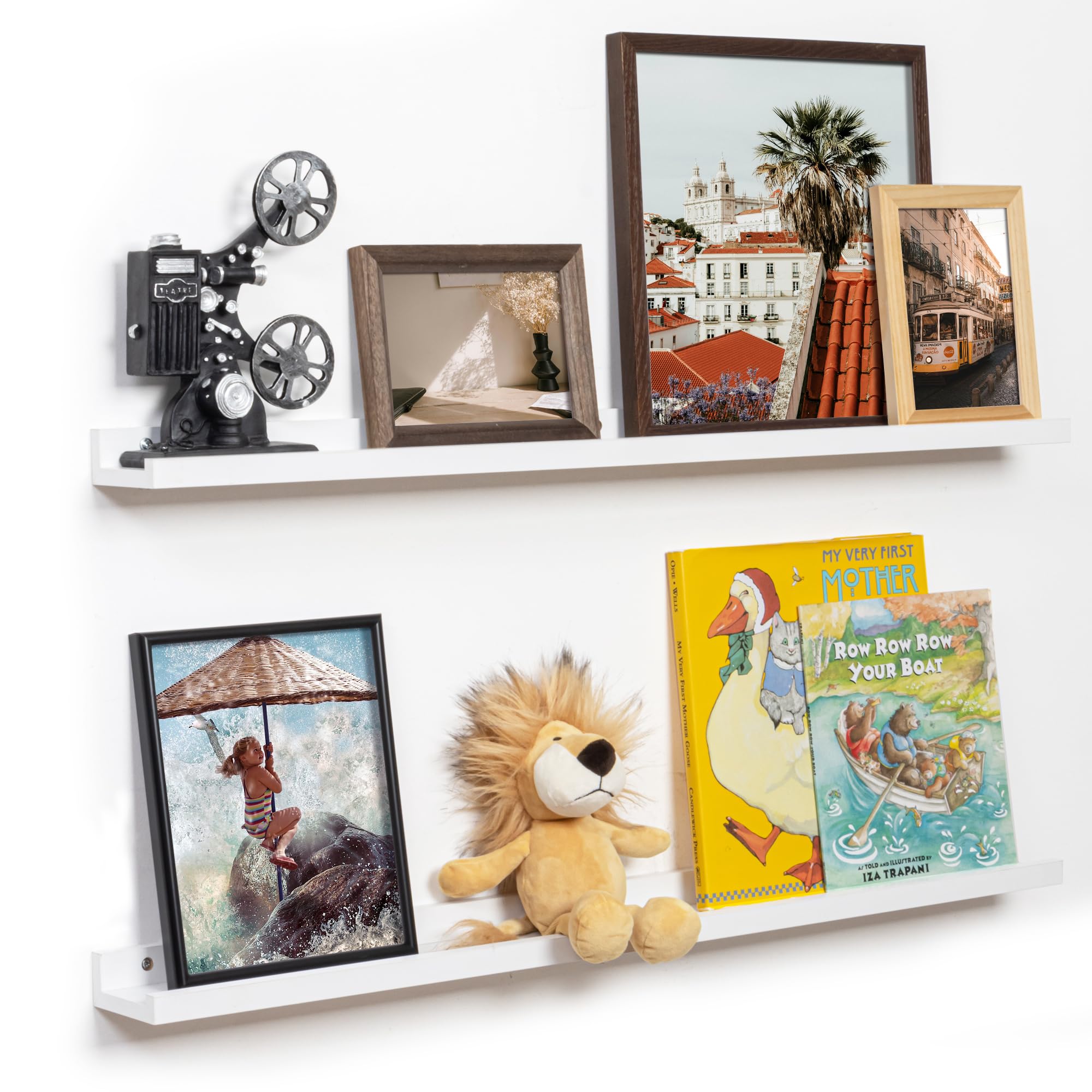 Fun Memories Picture Ledge Shelf, 36 Inch Floating Shelves Set of 2, Nursery Book Shelves for Toys Storage, Kids Bookshelf Wall Mounted for Wall Decor