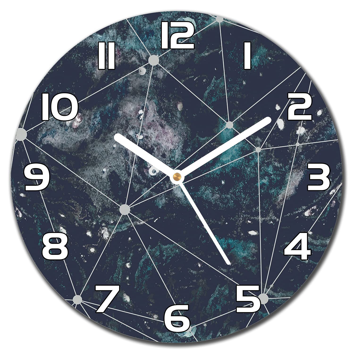 Horloge en verre moderne cuisine salon aiguilles blanches Coloray 30cm