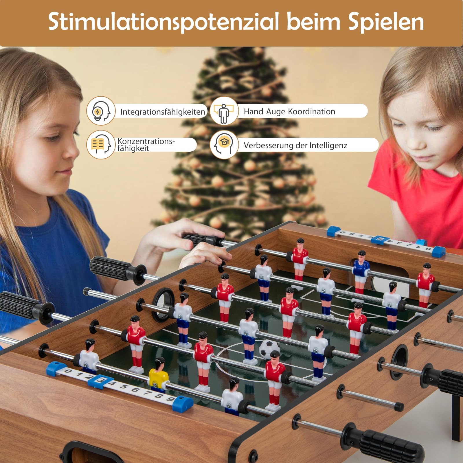DREAMADE Kickertisch - 2-in-1 Tischfußball Für Groß & Klein | 94cm Spaßgarantie