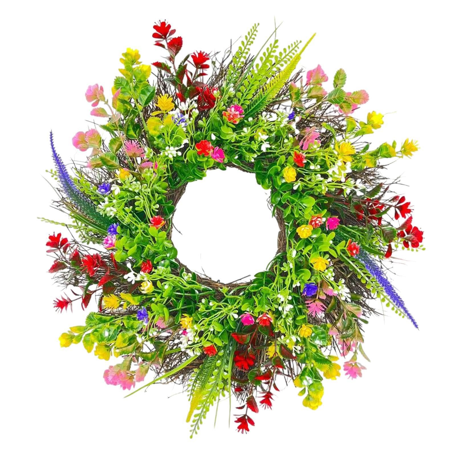 AMSLSIU Innovative Front Door Wreath Handmade Rattan Spring Wreath Round Spring Summer Wedding Decor Rattan Garland Home Decor Ornament